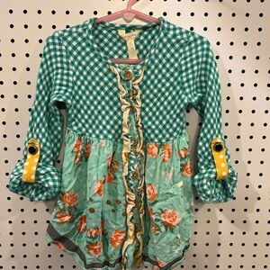 Joanna Gaines Matilda Jane Green and Floral Ruffle top